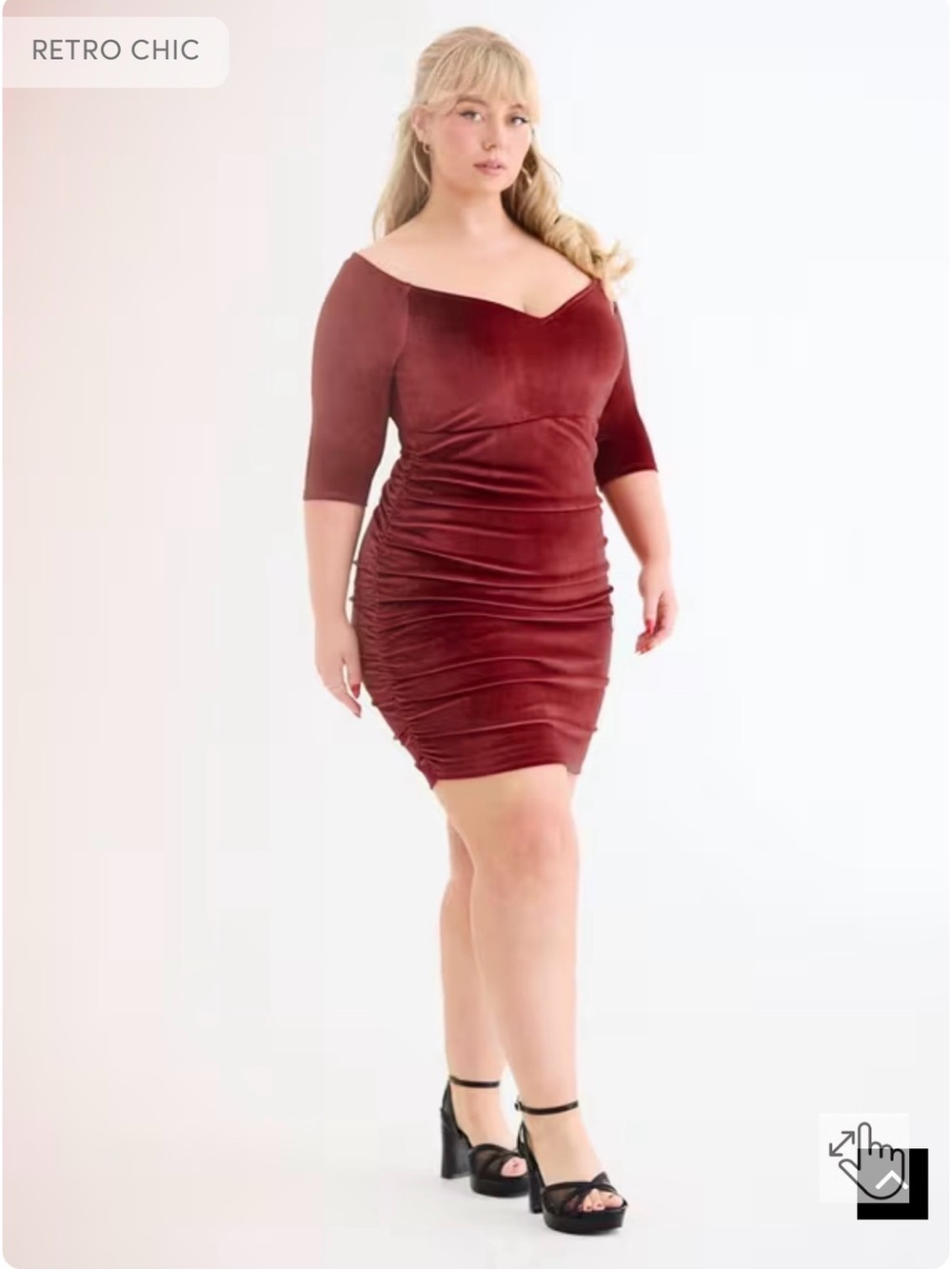 Retro Chic Velour Off-Shoulder Bodycon Dress
